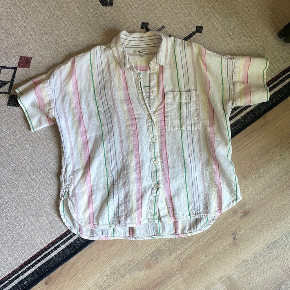 Madewell XXS Courier Button-Back Shirt in Textural Stripe